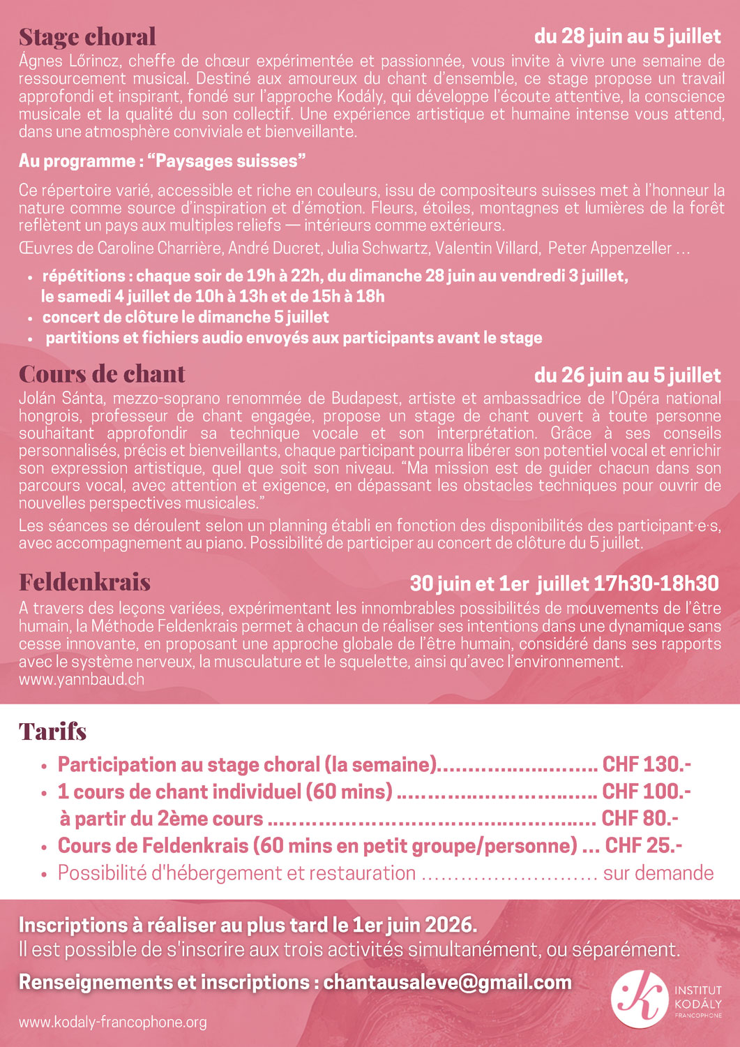 Chant au Salève - été 2026